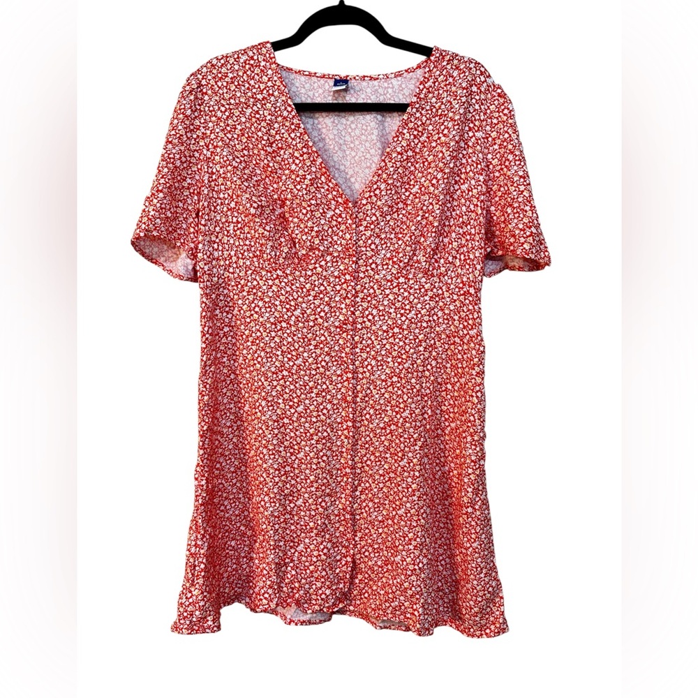 Old Navy Coral Floral Button Front Dress Size L Petite